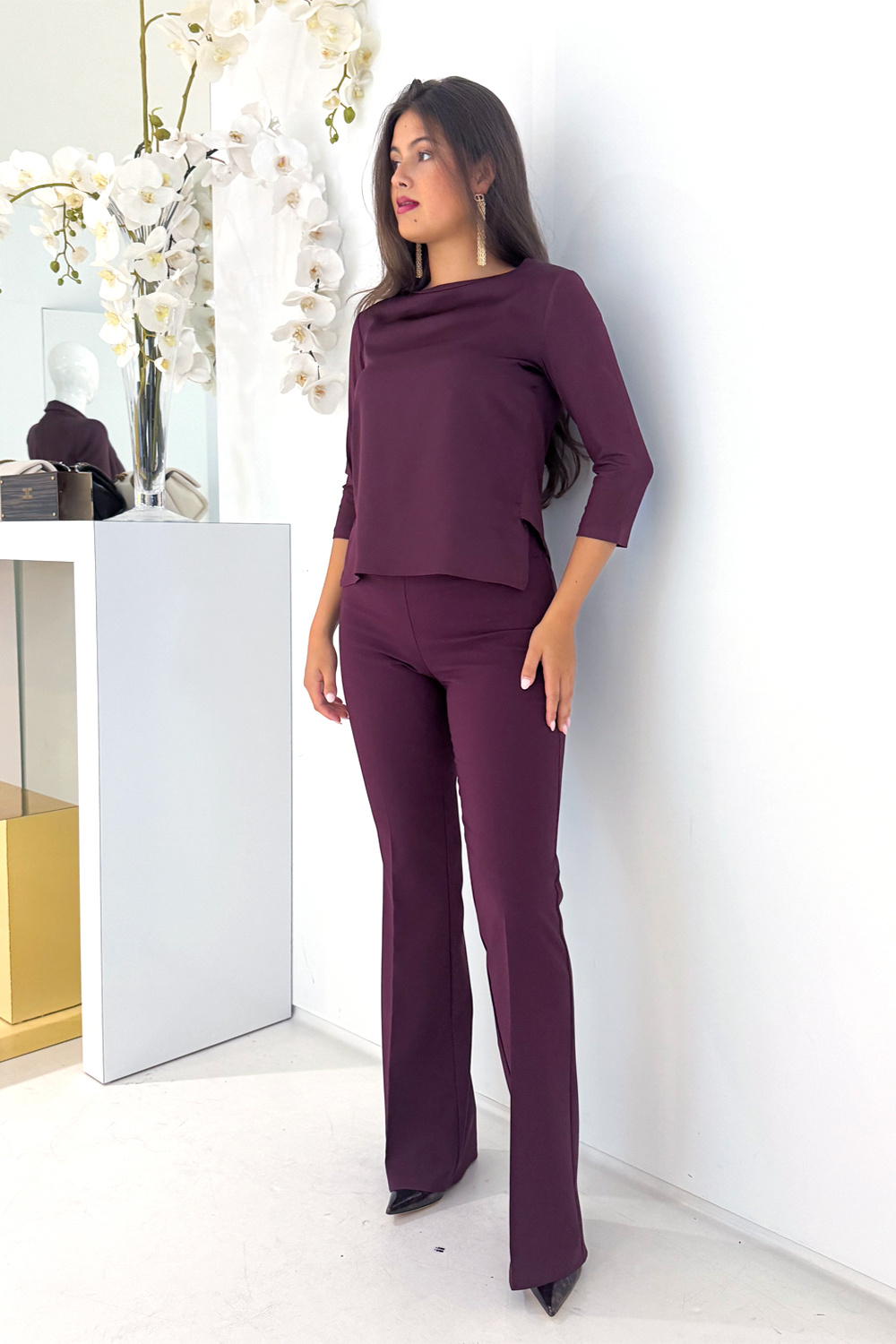 RINASCIMENTO Rinascimento top halflange mouw strech kwaliteit BORDEAUX ROOD