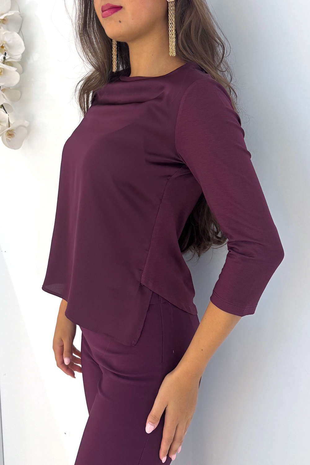 RINASCIMENTO Rinascimento top halflange mouw strech kwaliteit BORDEAUX ROOD