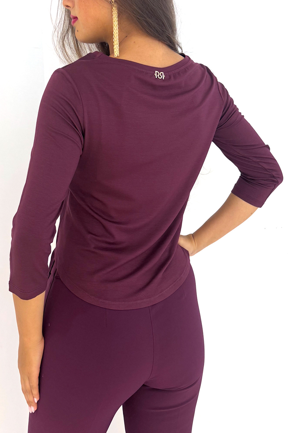 RINASCIMENTO Rinascimento top halflange mouw strech kwaliteit BORDEAUX ROOD