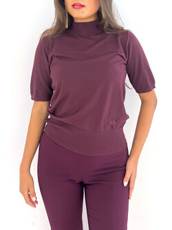 RINASCIMENTO Rinascimento colletje met korte mouw / turtleneck top BORDEAUX ROOD