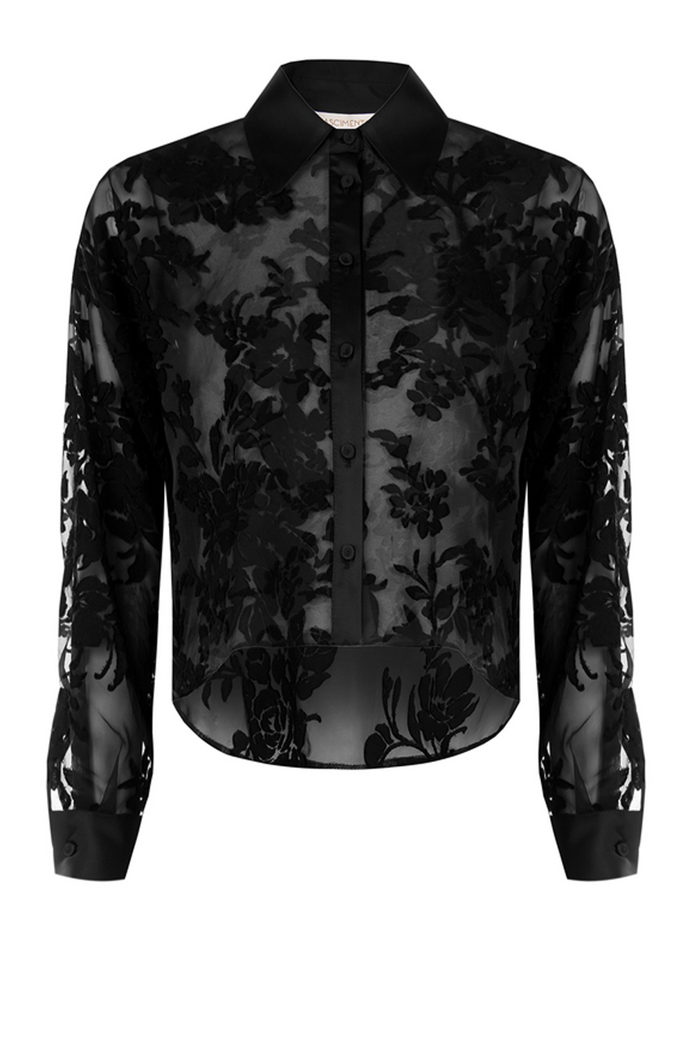 RINASCIMENTO Rinascimento transparante blouse met bloemenprint asymetrisch ZWART
