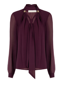 RINASCIMENTO Rinascimento blouse met sjaal en gouden details bij kraag  BORDEAUX ROOD price € 109,-