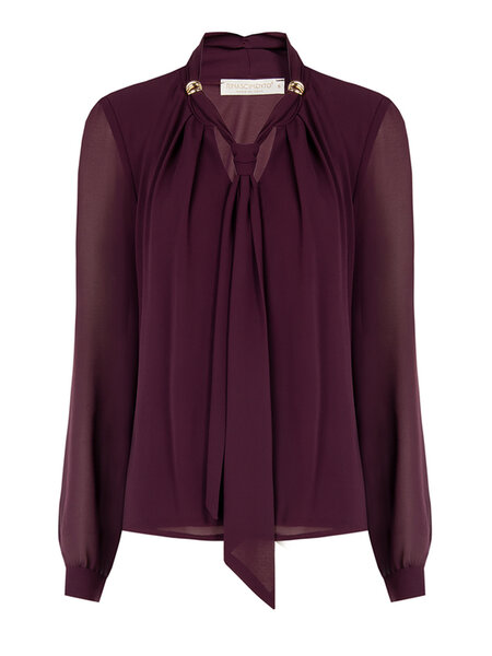 RINASCIMENTO Rinascimento blouse with scarf and gold details at the collar  BORDEAUX RED