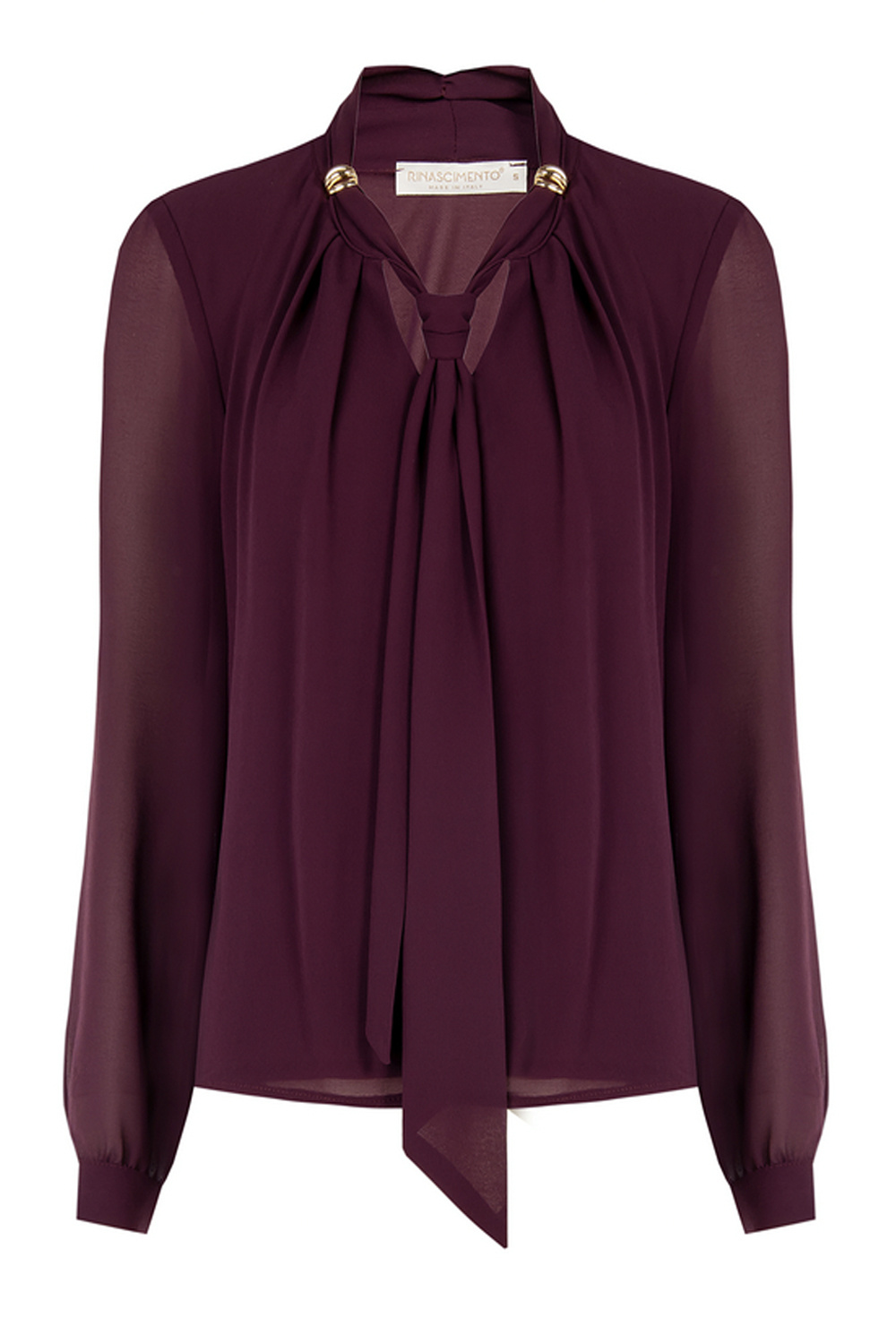 RINASCIMENTO Rinascimento blouse with scarf and gold details at the collar  BORDEAUX RED