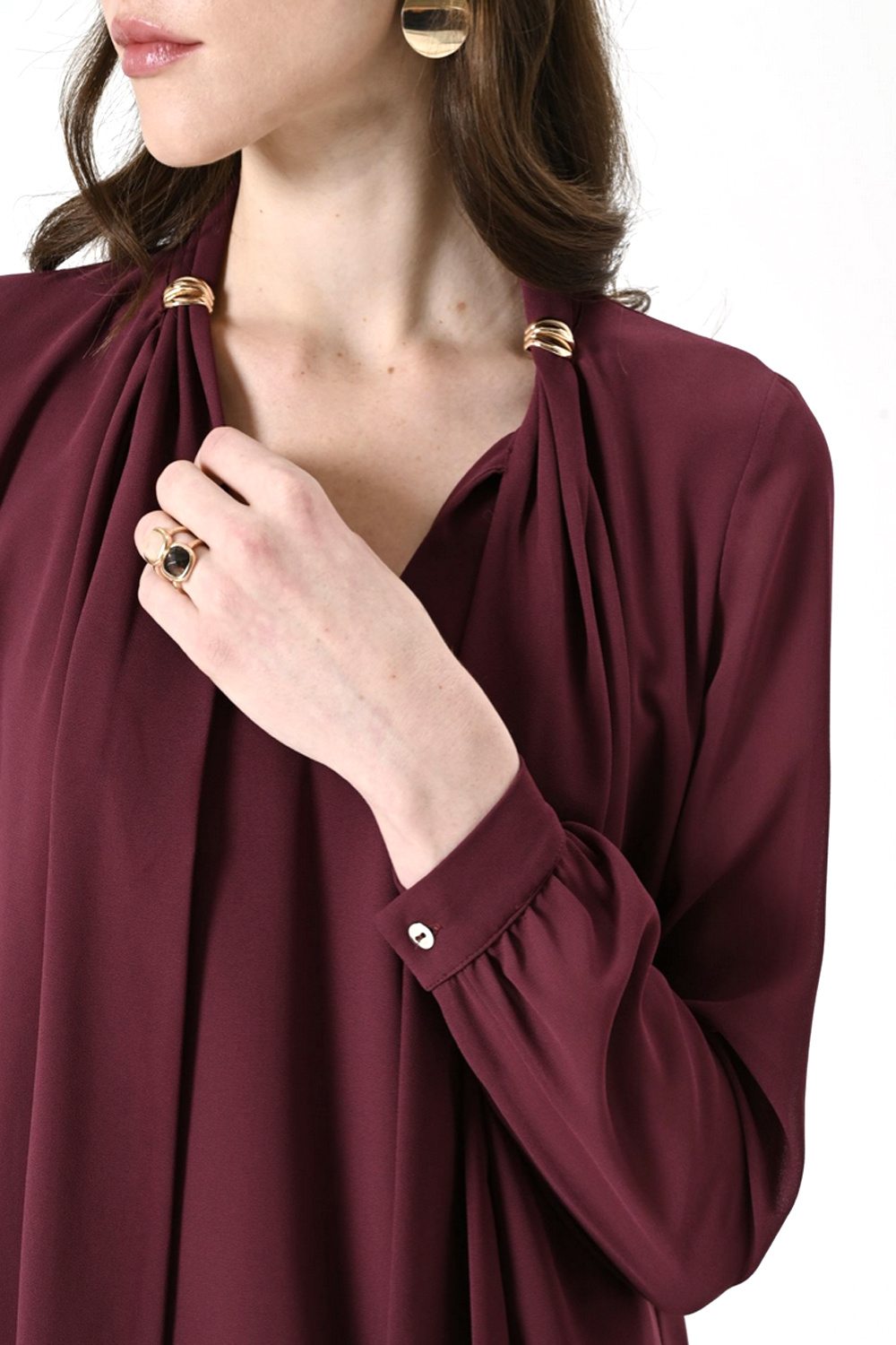RINASCIMENTO Rinascimento blouse with scarf and gold details at the collar  BORDEAUX RED