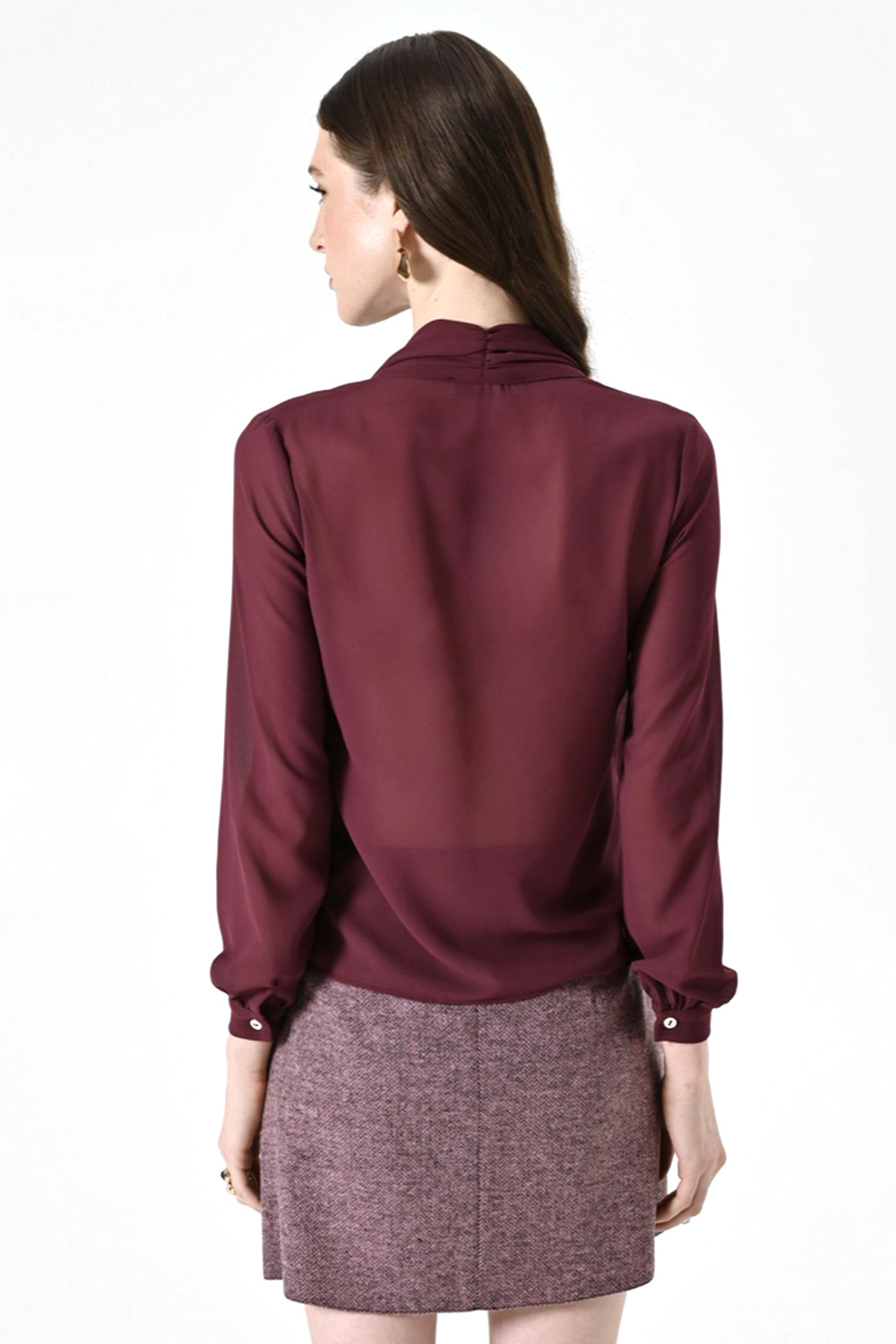 RINASCIMENTO Rinascimento blouse with scarf and gold details at the collar  BORDEAUX RED