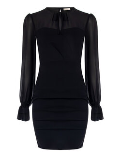 RINASCIMENTO Rinascimento dress with long transparent sleeves BLACK
