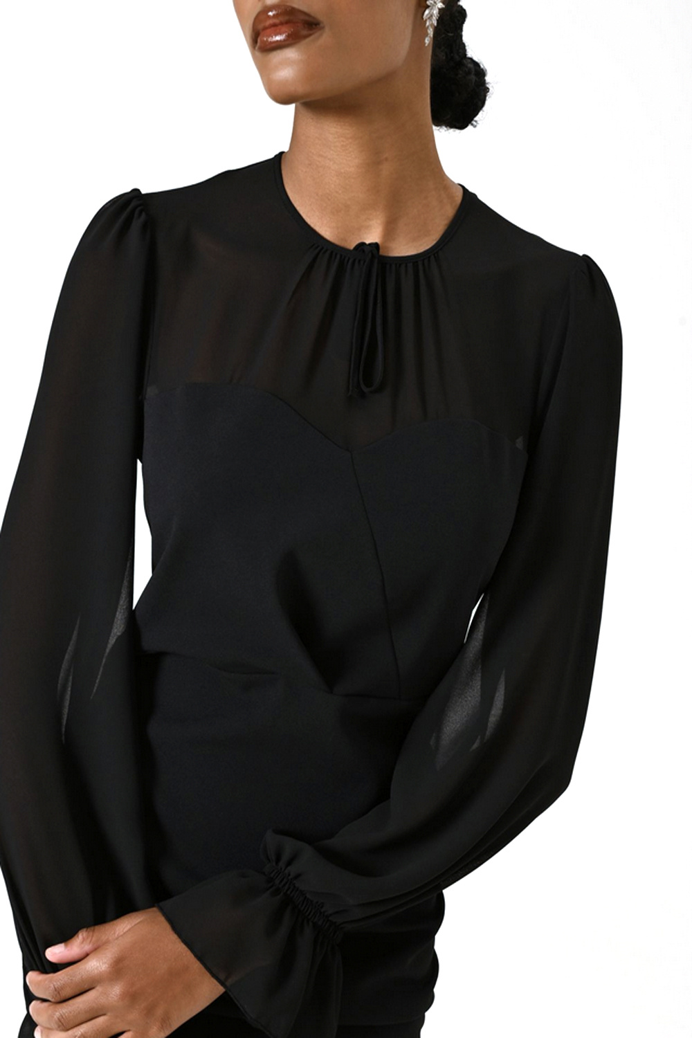 RINASCIMENTO Rinascimento jurk lange transparante mouw ZWART