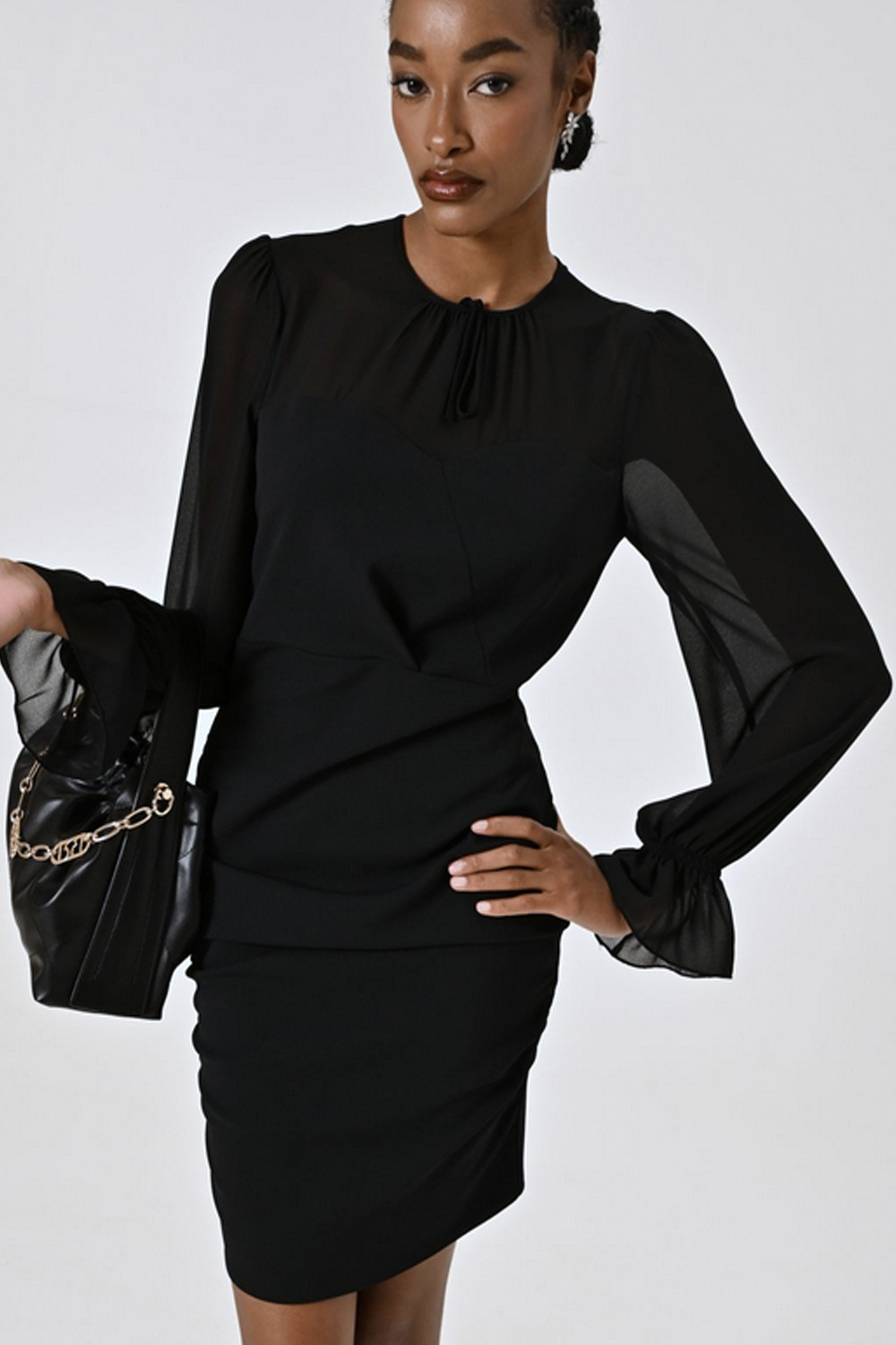 RINASCIMENTO Rinascimento jurk lange transparante mouw ZWART