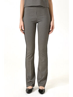 RINASCIMENTO Rinascimento wide trousers with mini houndstooth print, cream with BLACK