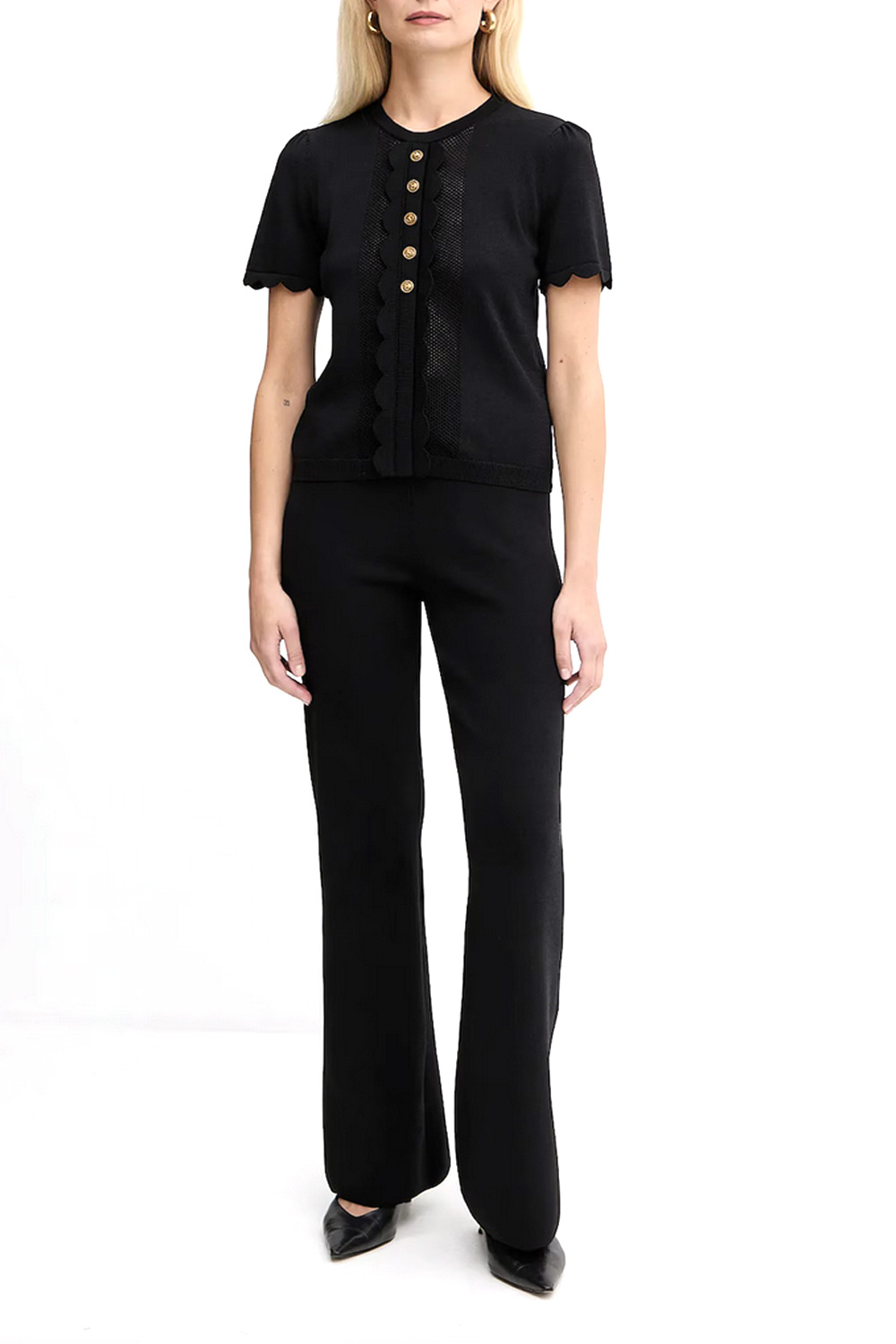 TWINSET Twinset top with ruffles and gold buttons BLACK
