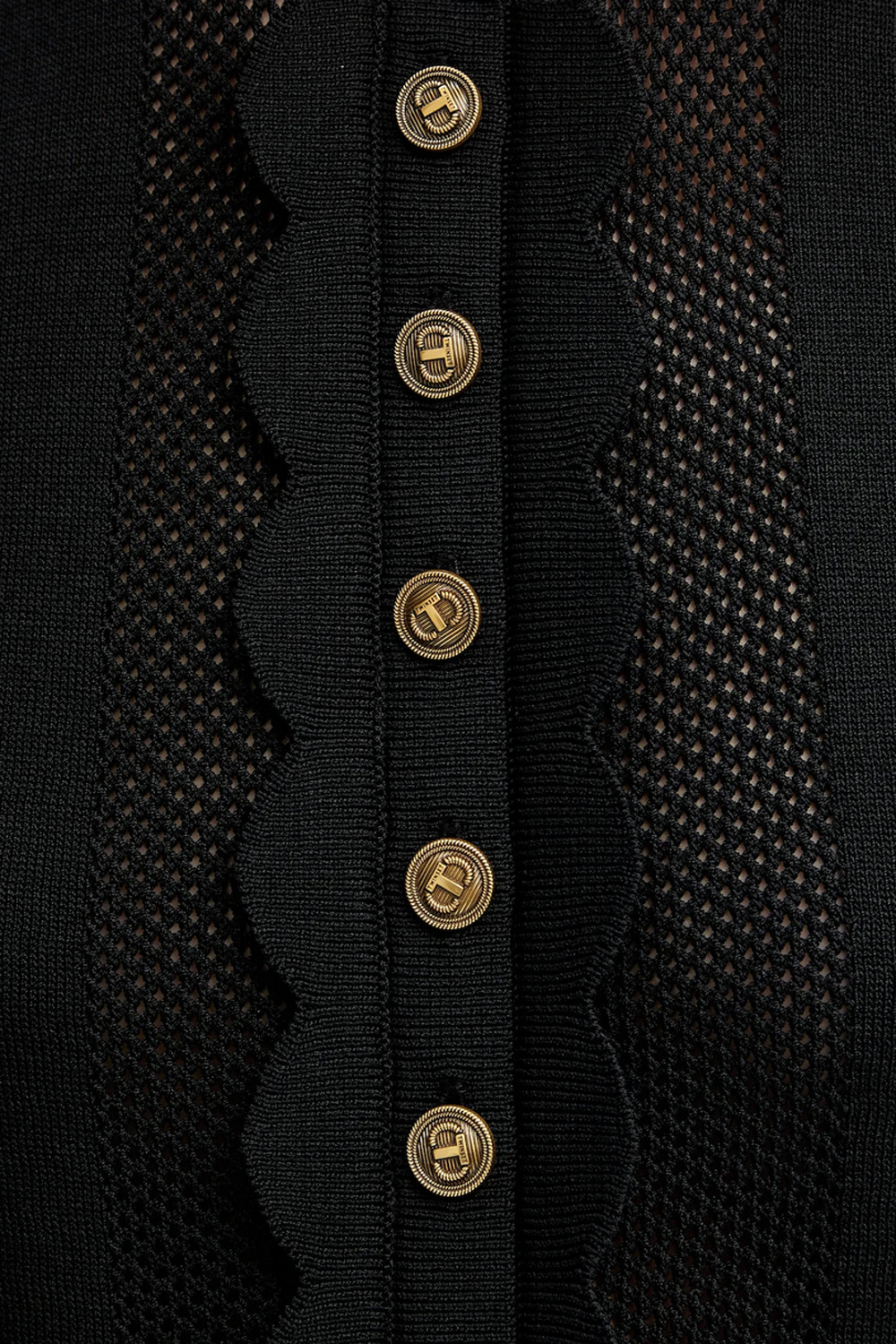 TWINSET Twinset top with ruffles and gold buttons BLACK