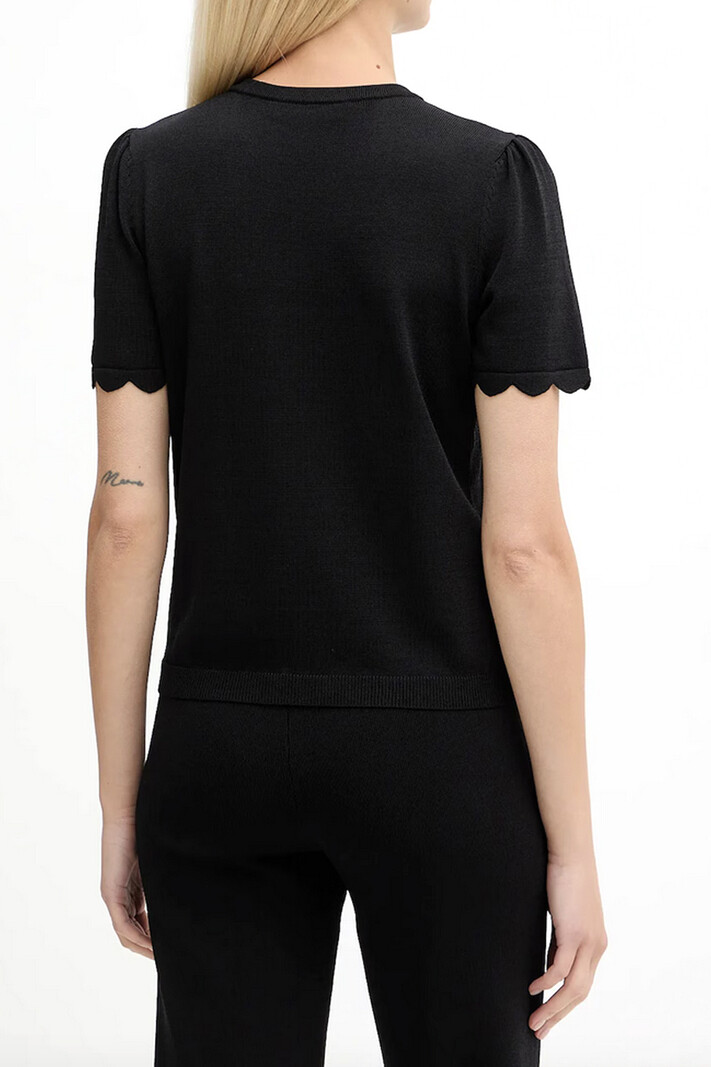TWINSET Twinset top met ruches en gouden knopen ZWART