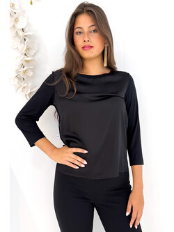 RINASCIMENTO Rinascimento top with half-length sleeves, stretch fabric, BLACK