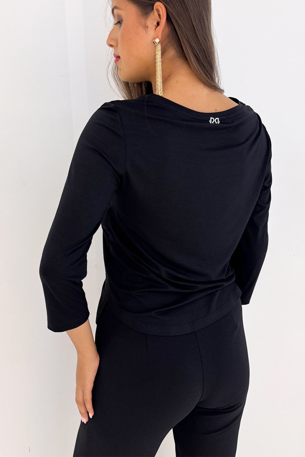 RINASCIMENTO Rinascimento top with half-length sleeves, stretch fabric, BLACK