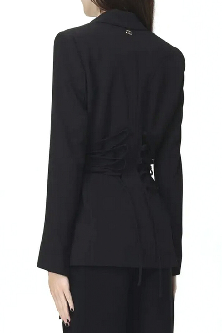 TWINSET Twinset blazer / colbert jas met veter detail in taille Nero / ZWART