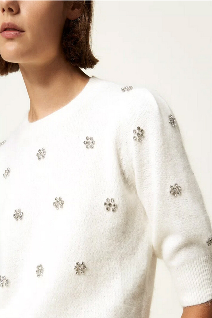 TWINSET Twinset top / truitje van angora met strass steentjes room WIT