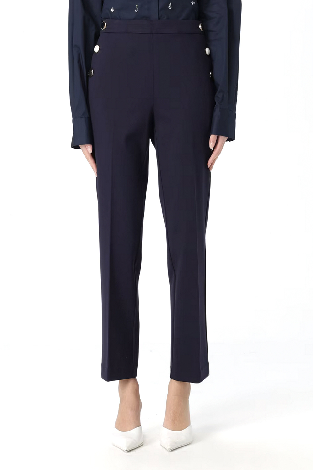 TWINSET Twinset pantalon met diverse gouden knopen DONKER BLAUW