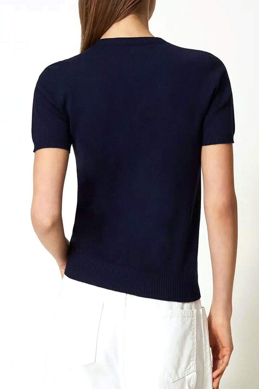 TWINSET Twinset gebreid t-shirt met logo erin geboduurd DONKER BLAUW