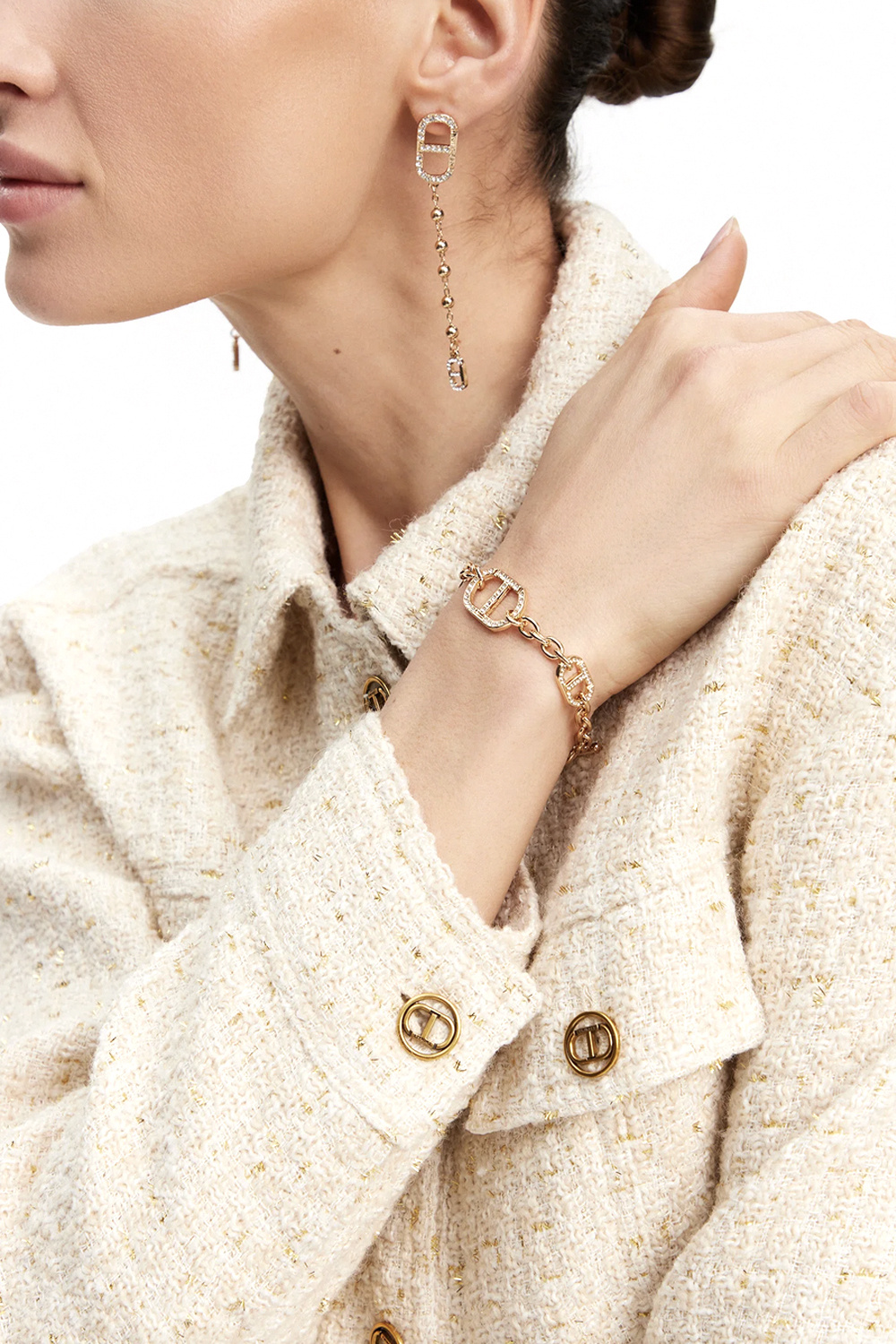 TWINSET Twinset ketting armband met Ovale T en steentjes GOUD