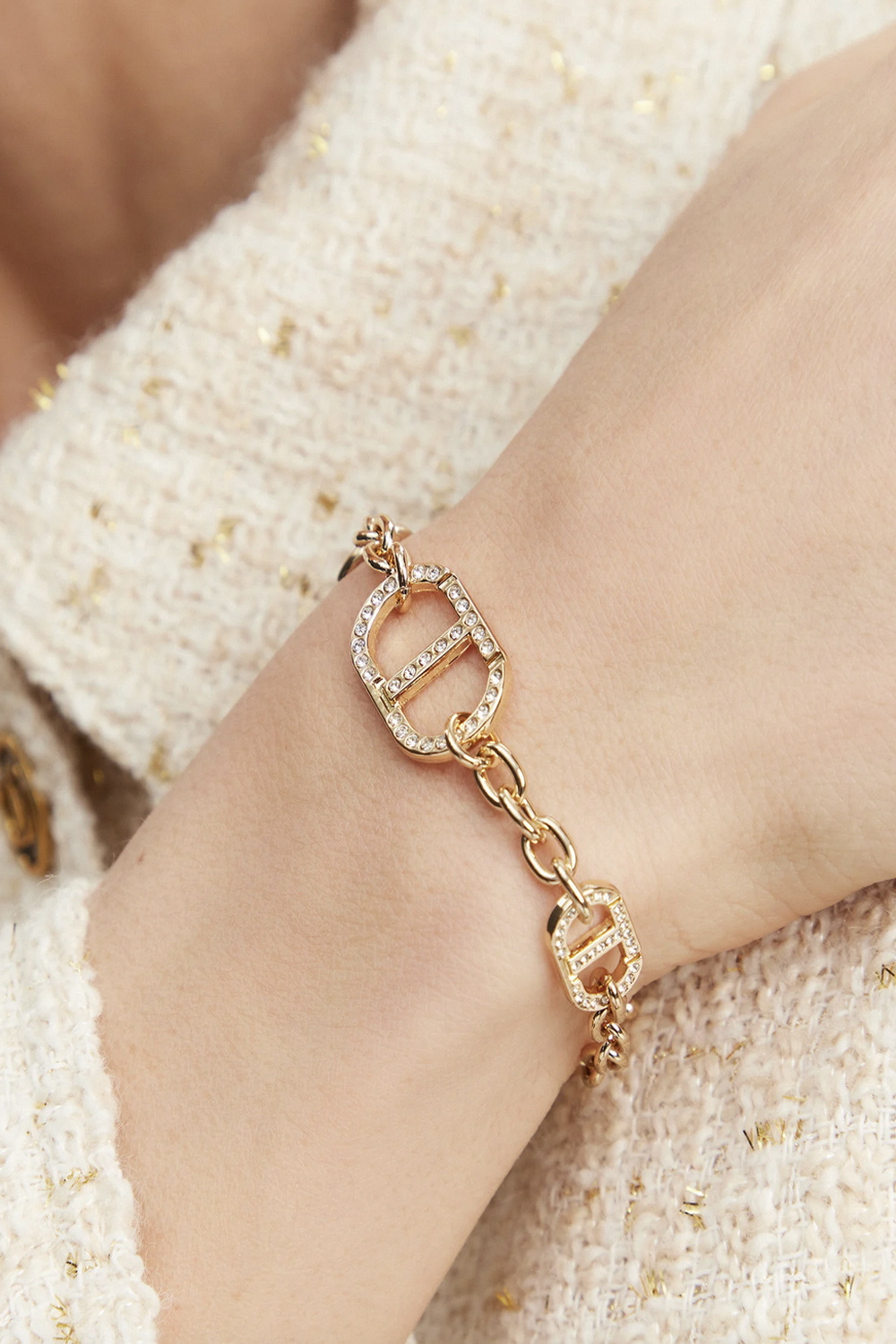 TWINSET Twinset ketting armband met Ovale T en steentjes GOUD