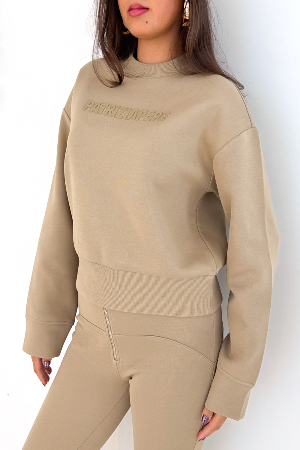 PATRIZIA PEPE Patrizia Pepe sweatshirt/jumper with logo print BEIGE