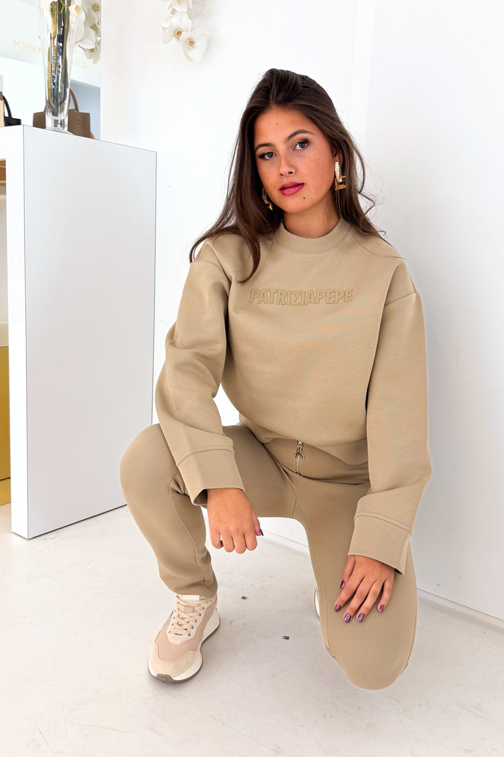 PATRIZIA PEPE Patrizia Pepe sweatshirt/jumper with logo print BEIGE