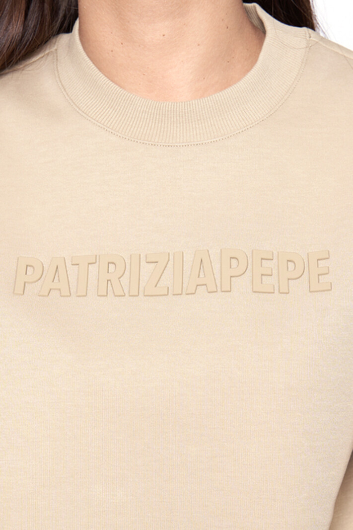 PATRIZIA PEPE Patrizia pepe sweatshirt / trui met logo opdruk BEIGE