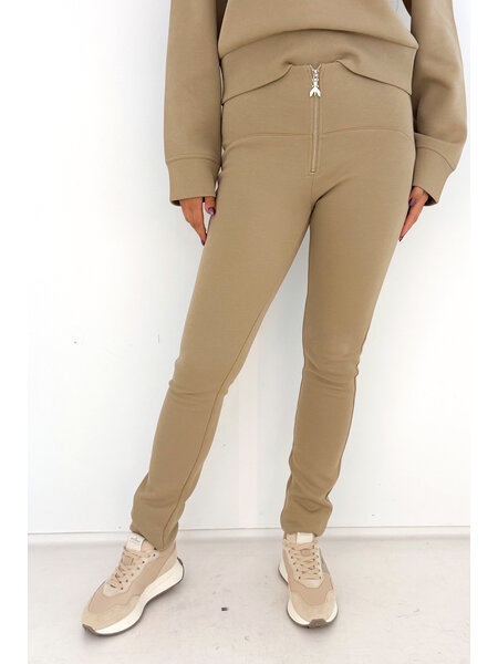 PATRIZIA PEPE Patrizia pepe slim fit broek / sweatpants met logo rits BEIGE