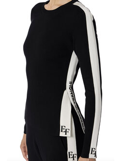 ELISABETTA FRANCHI Elisabetta Franchi top with white stripes and logo  nero / BLACK