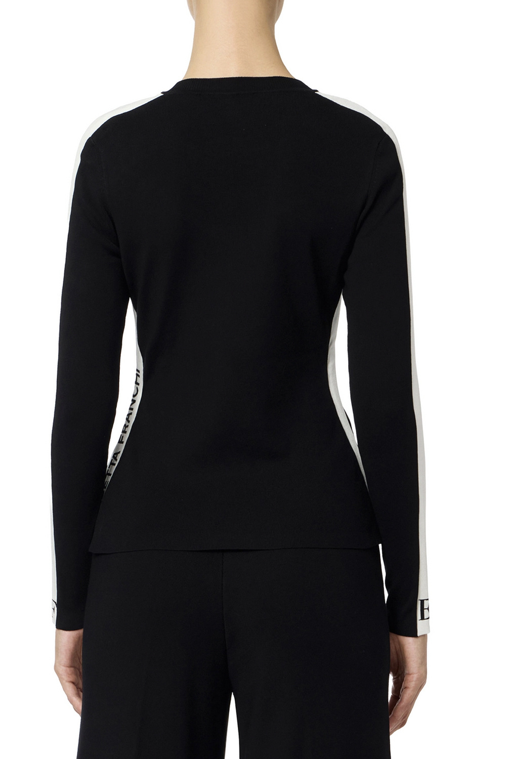 ELISABETTA FRANCHI Elisabetta Franchi top with white stripes and logo  nero / BLACK