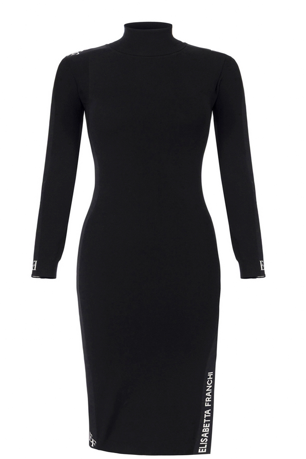 ELISABETTA FRANCHI Elisabetta Franchi dress with turtleneck and white stripes featuring nero logo / BLACK
