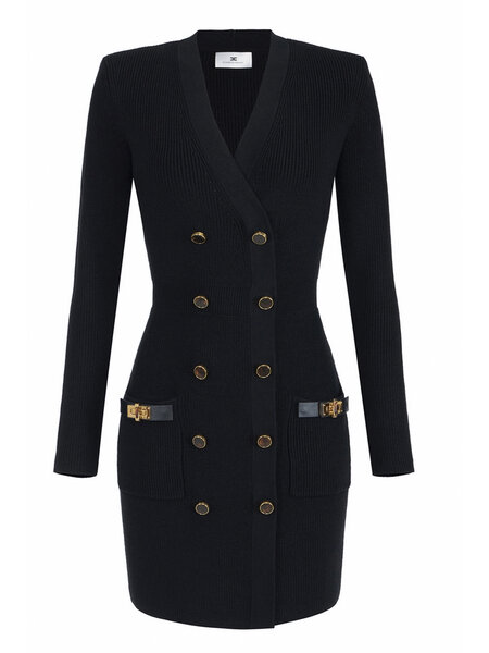 ELISABETTA FRANCHI Elisabetta Franchi knitted dress with decorative gold details nero / BLACK