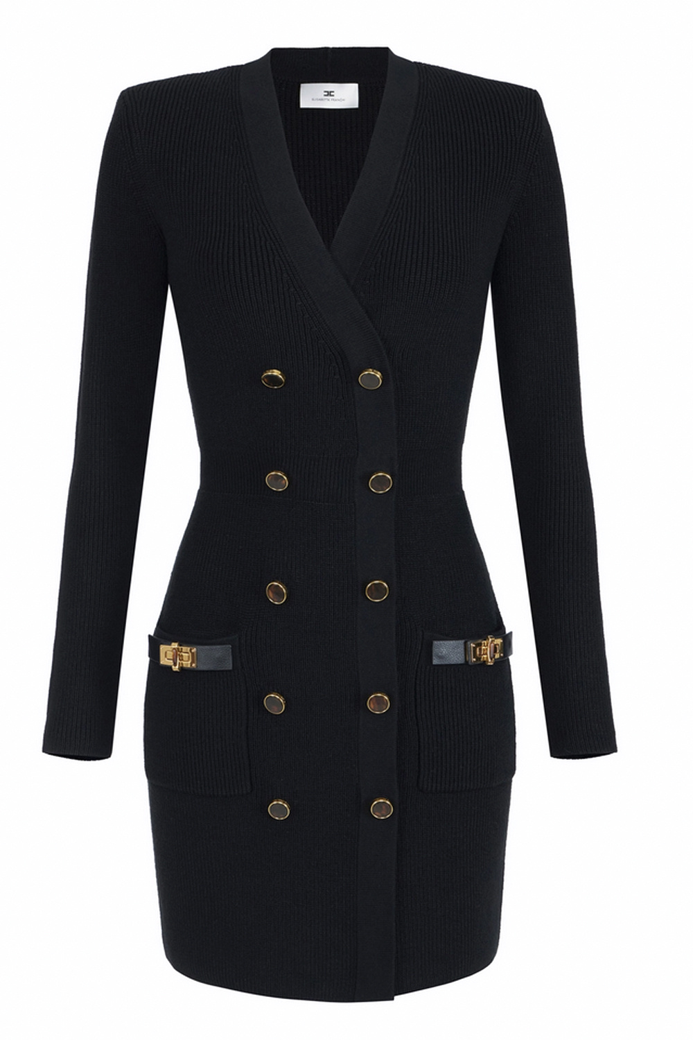 ELISABETTA FRANCHI Elisabetta Franchi knitted dress with decorative gold details nero / BLACK