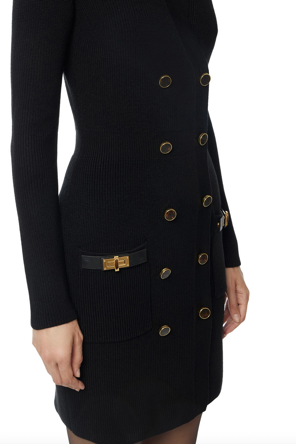 ELISABETTA FRANCHI Elisabetta Franchi knitted dress with decorative gold details nero / BLACK
