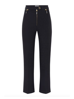ELISABETTA FRANCHI Elisabetta Franchi straight-leg trousers with zip and details at the waist in nero / BLACK