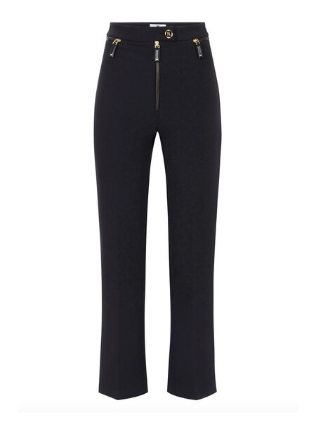ELISABETTA FRANCHI Elisabetta Franchi straight-leg trousers with zip and details at the waist in nero / BLACK