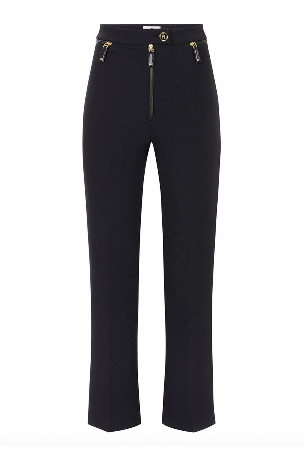 ELISABETTA FRANCHI Elisabetta Franchi straight-leg trousers with zip and details at the waist in nero / BLACK