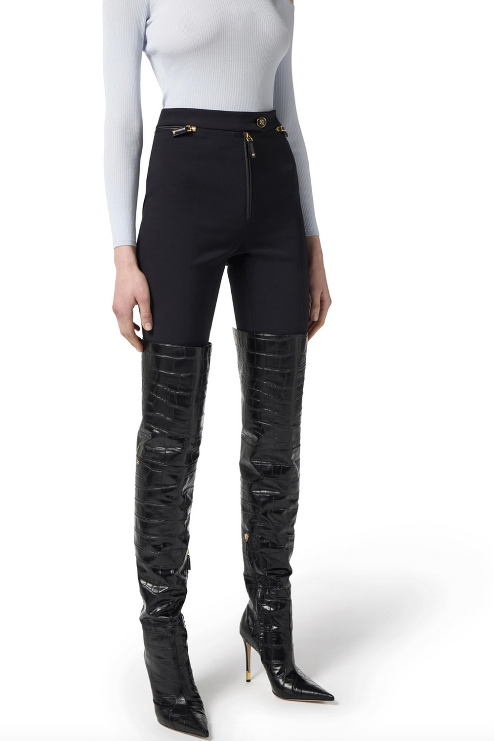 ELISABETTA FRANCHI Elisabetta Franchi straight-leg trousers with zip and details at the waist in nero / BLACK