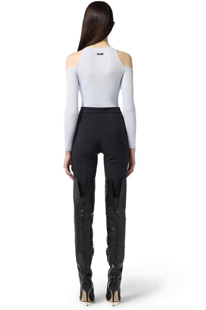 ELISABETTA FRANCHI Elisabetta Franchi straight-leg trousers with zip and details at the waist in nero / BLACK