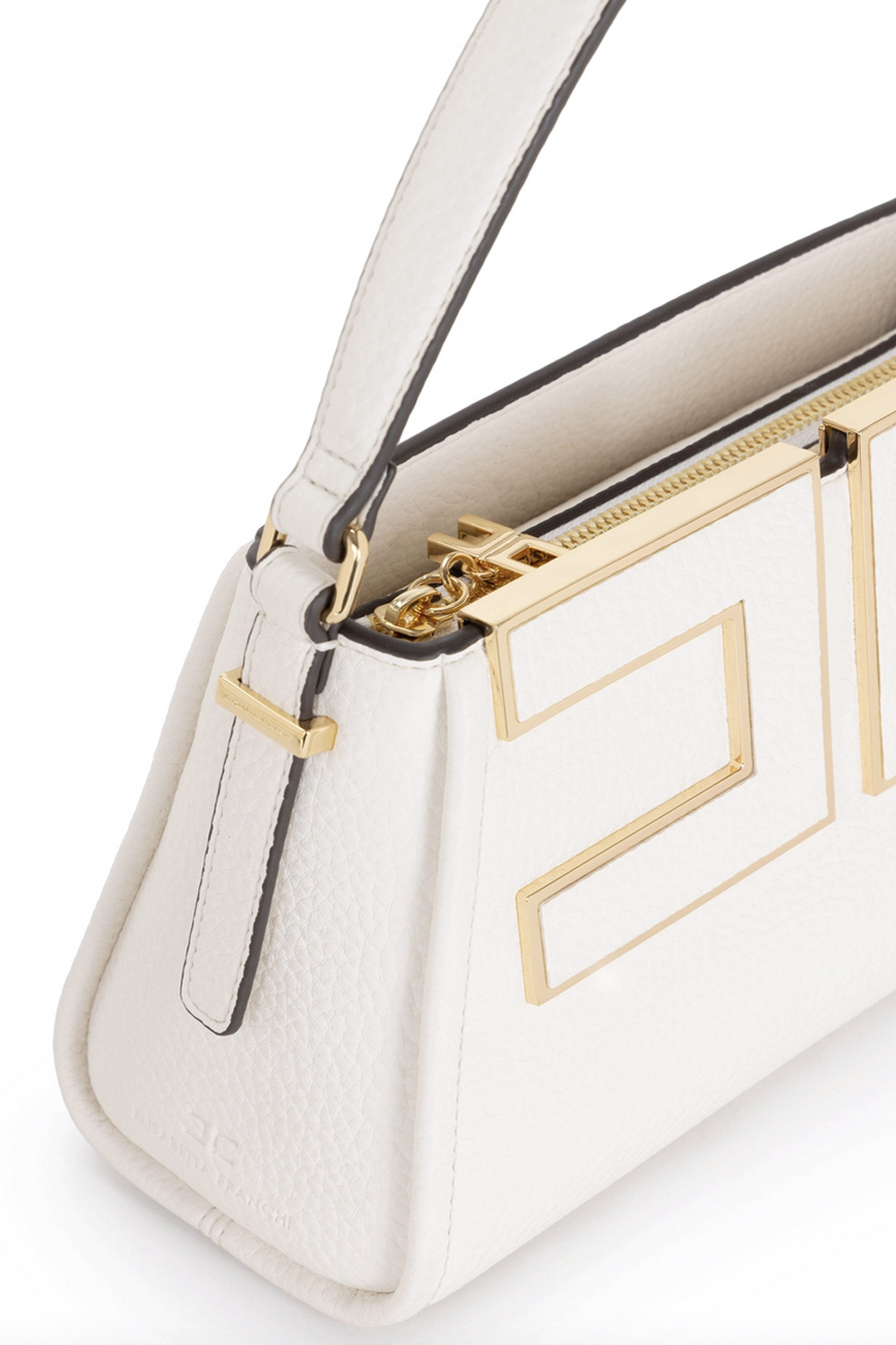 ELISABETTA FRANCHI Elisabetta Franchi small handbag / bag with logo in gold cream WHITE