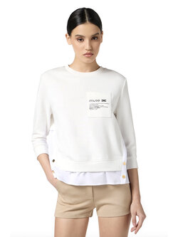 ELISABETTA FRANCHI Elisabetta Franchi gebreide top met blouse met gouden knopen avorio / Roomwit
