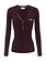 ELISABETTA FRANCHI Elisabetta Franchi geribte top met v hals en borstzakje en gouden details Merlot / Bordeauxrood