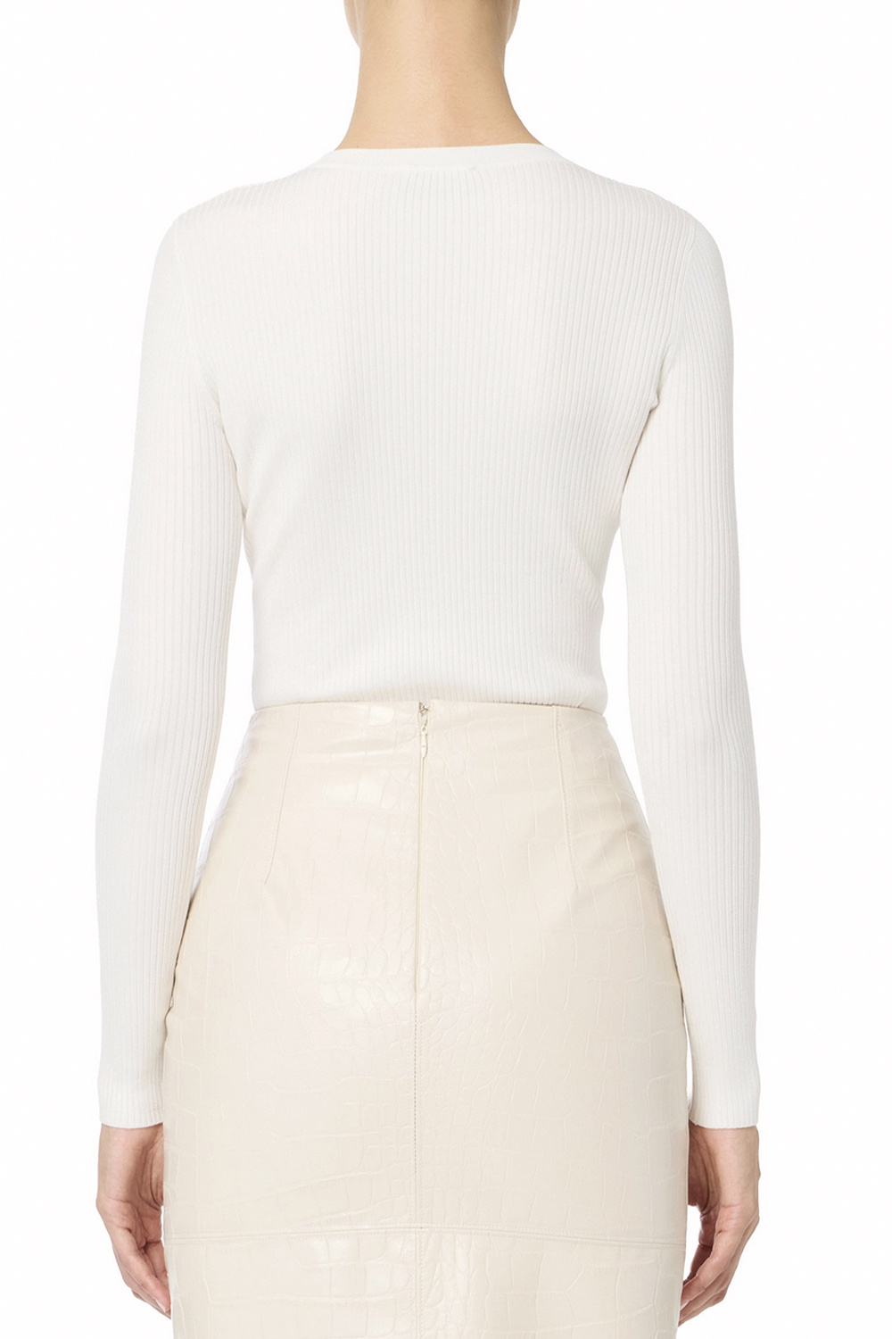 ELISABETTA FRANCHI Elisabetta Franchi geribte top met v hals en borstzakje en gouden details room WIT