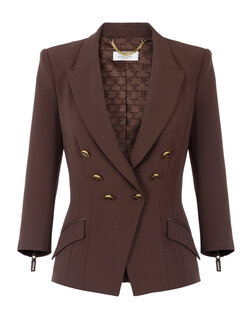 ELISABETTA FRANCHI Elisabetta Franchi double-breasted jacket with gold buttons coffee Brown