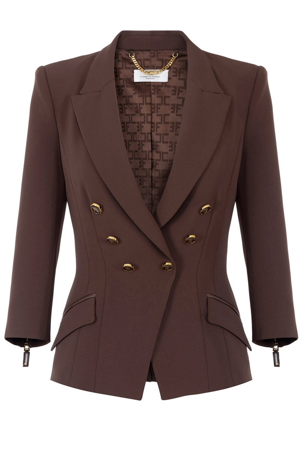 ELISABETTA FRANCHI Elisabetta Franchi double-breasted jacket with gold buttons coffee Brown