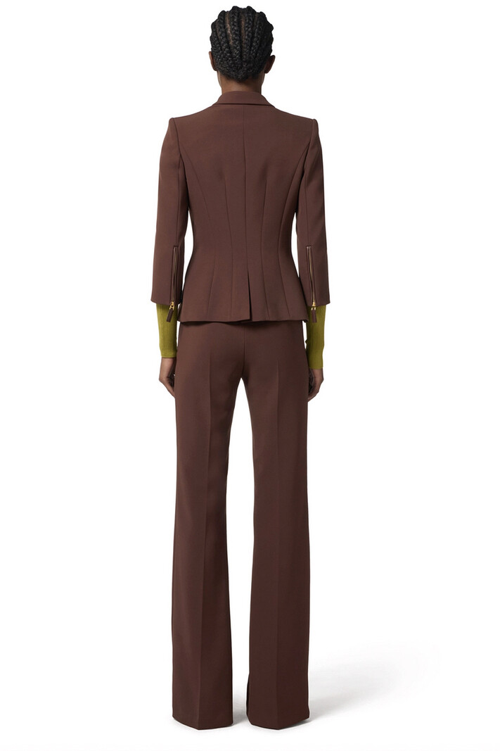 ELISABETTA FRANCHI Elisabetta Franchi colbert / blazer jas met dubbele rij  gouden knopen coffee / BRUIN