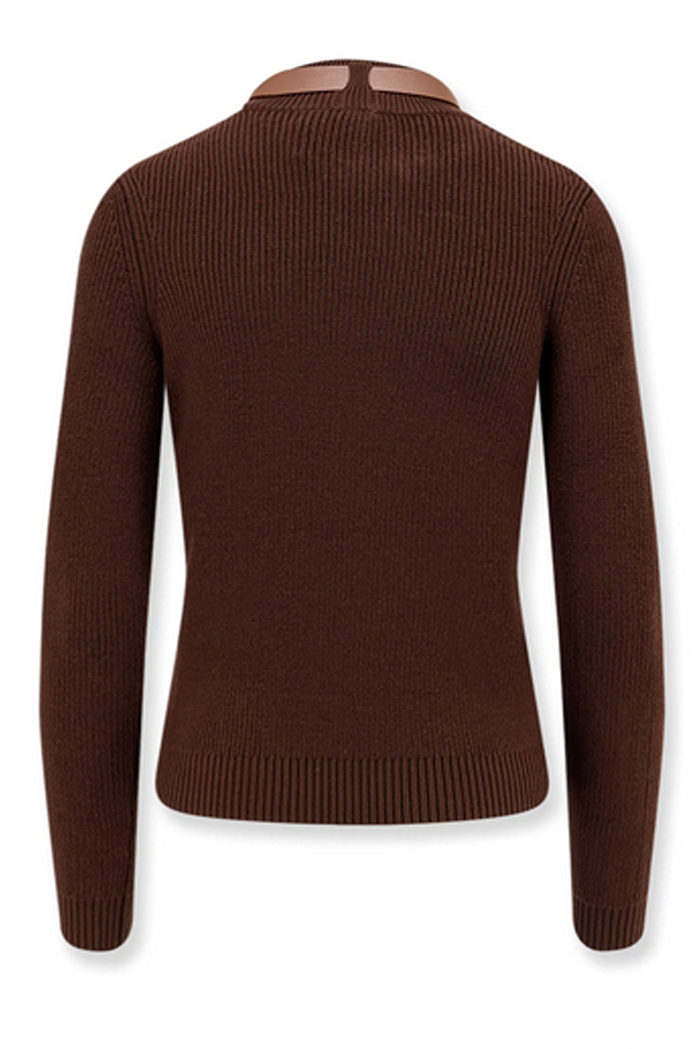 ELISABETTA FRANCHI Elisabetta Franchi knitted top with leather detail at the neck coffee / BROWN