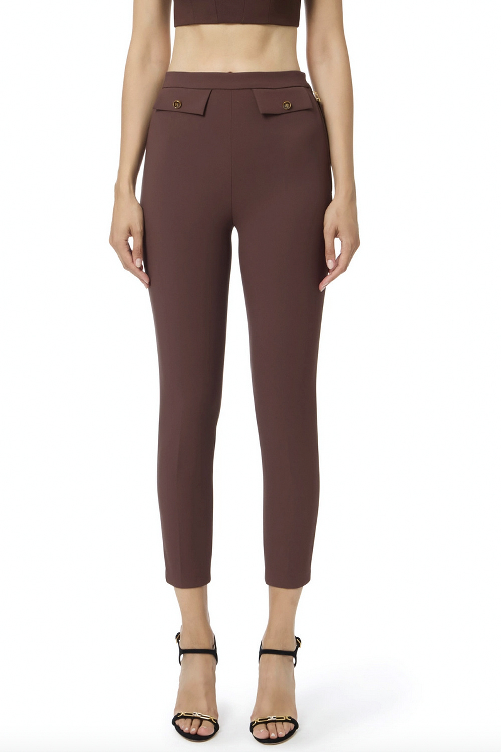 ELISABETTA FRANCHI Elisabetta Franchi trousers with straight/slightly tapered leg coffee / Brown