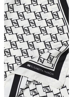 ELISABETTA FRANCHI Elisabetta Franchi sjaal foulard van zijden twill met ruitjesprint Zwart / Wit